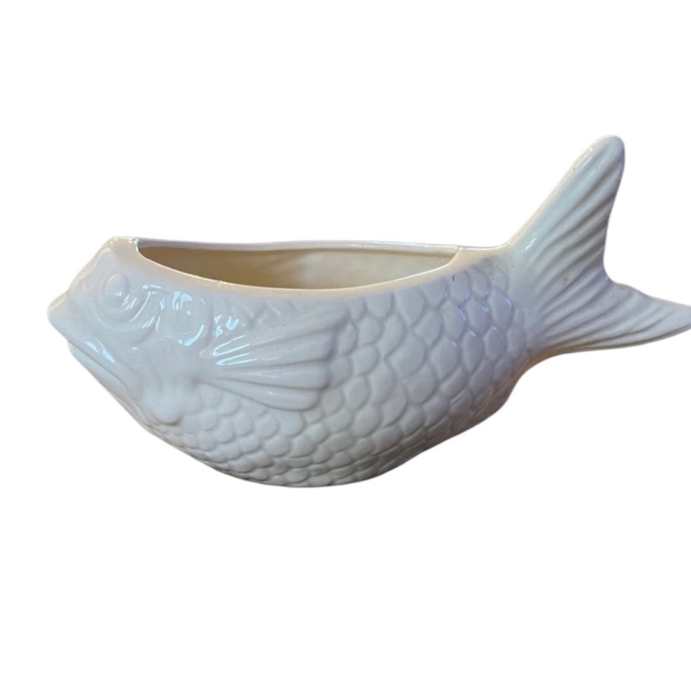 Vintage White Ceramic Fish Dish